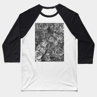 Black and White Rose Pattern Baseball T-Shirt